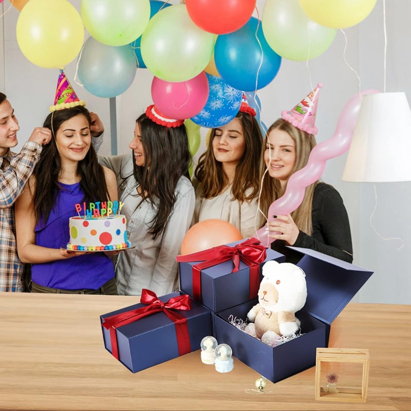 Ditwis 4 Pack 9.5x7x4 Inches Gift Boxes with Magnetic Closure Lids, Blue Magnetic Box for Wedding, Groomsmen Bridesmaid Proposal, Birthdays, Mother's Day - Image 4